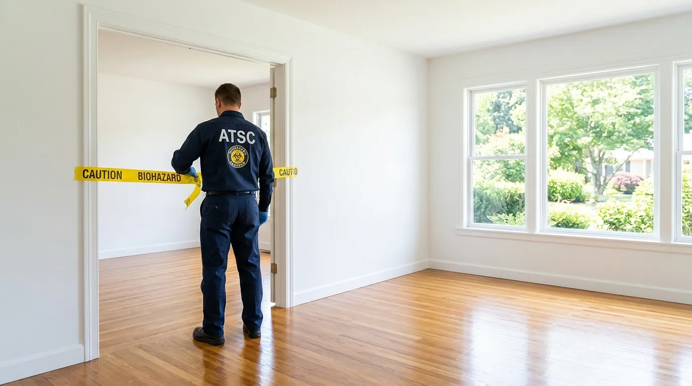 Certified biohazard cleanup crew performing Crime Scene Cleanup in Woodfield
